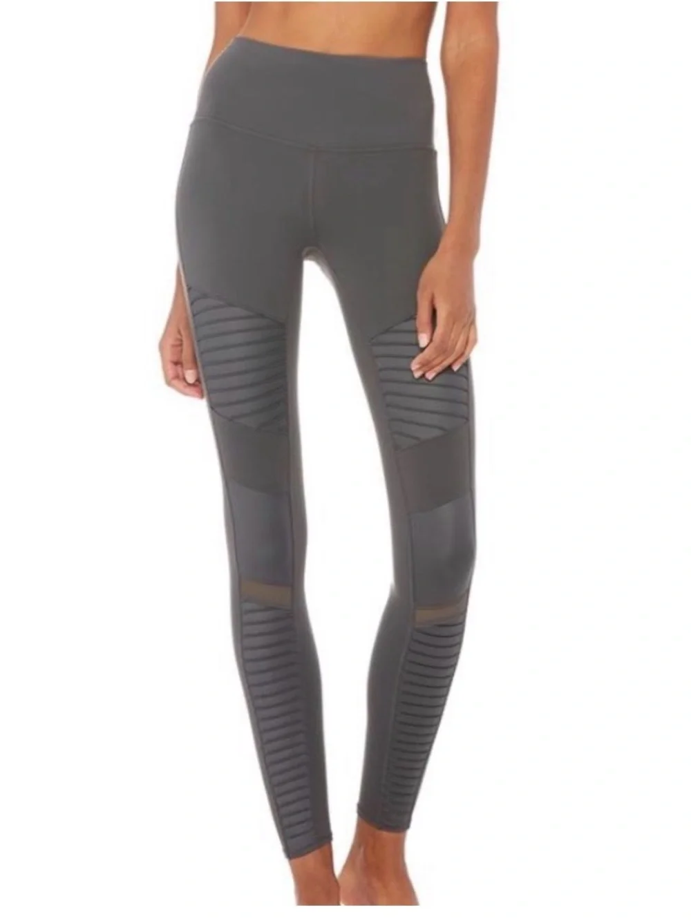 ALO Yoga Women's Gray High-Waist Moto Leggings